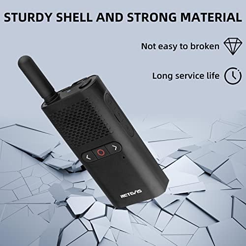 Retevis RB628B Portable Walkie Talkie Mini, 1500mAh USB C 2 Way Radio Rechargeable VOX, PMR446, Professional Retail Walkie Talkies Professional for Family, Hiking (2 Pcs, Black)