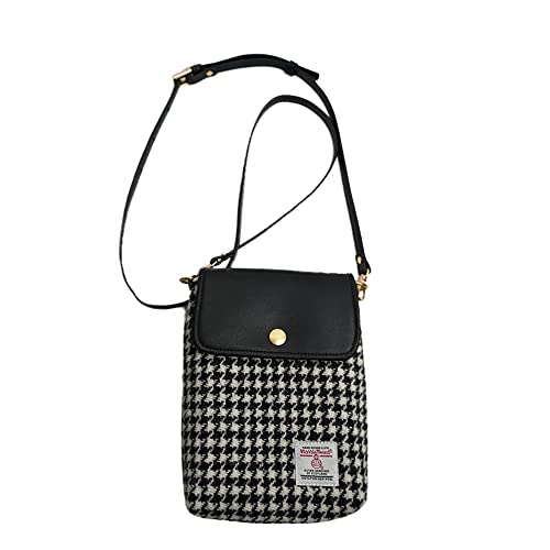 Harris Tweed Small Crossbody Bags Cell Phone Purse for Women Leather Wallet Purses with Adjustable Strap
