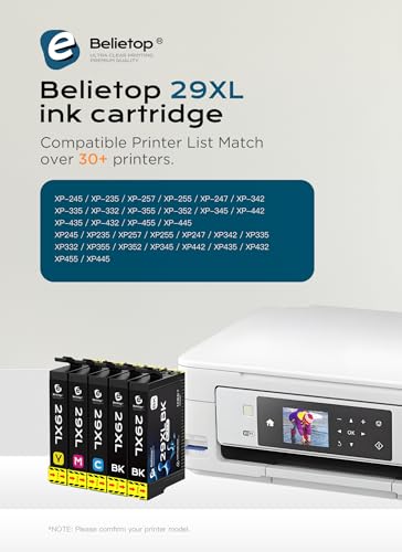 belietop Multipack 29 XL cartucce di ricambio per Epson 29XL per Epson XP-235 XP-245 XP-255 XP-332 XP-335 XP-342 XP-352 XP-345 XP-432 XP-435 XP-442 XP-445 (2 nero, 1 ciano, 1 magenta, 1 giallo)