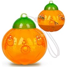 ASPECTEK Pumpkin-Shaped Wasp Trap Outdoor Hanging Reusable Non-Toxic Hornet and Carpenter Bee Catcher, Yellow Jacket and Bee Trap for Outside, Decorative Insect Control, 2 Pack