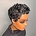 VRZ Short Curly Pixie Cut Human Hair Wigs for Black Women Pixie Cut Wig Human Hair Glueless Layered Brazilian Virgin Black Color No Glue Wig for Daily Use