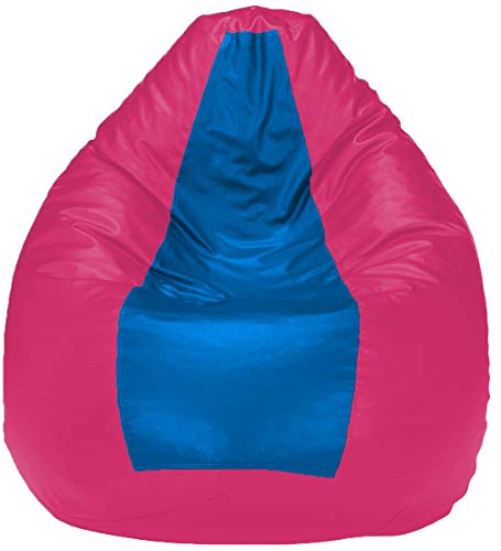 Image of Casa Copenhagen Premium Leather Bean Bag Chair, Filled with Beans | Capacity: Upto 7 Ft Height, 200 KG Weight | 4XL | Pink & Blue
