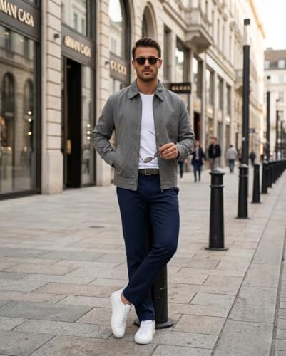 Image of Summer Lightweight Canvas Cotton Jacket Men - Punk Gothic Brando Biker Coat Classic Rock Streetwear Belted Jacket