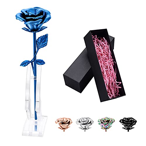 Rose Flower Keepsake Urn for Ashes Sympathy Gift Small Stainless Steel Urn Mini Cremation Urn Keepsake Rose for Sharing Human Ashes-Blue