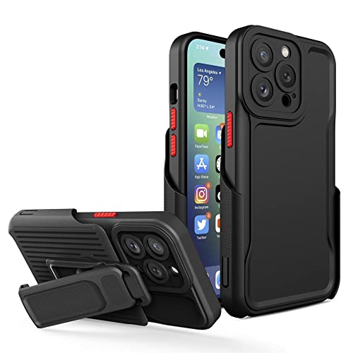Combo case holster pour iPhone 14 13 12 11 Pro Max avec clip ceinture noir