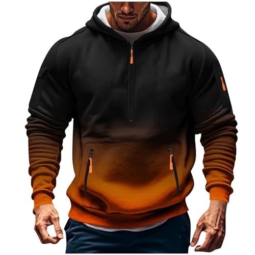 Oversized Hoodies for Men Long Sleeve Gradient Zipper Cargo Sweatshirts with Pockets Fall Casual Hood Pullover2