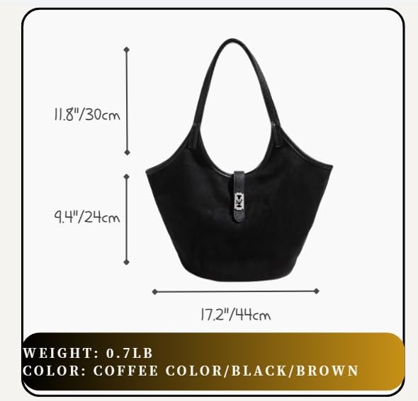 Image of Brown Suede Tote Bag for Women Trendy Hobo Bag Bucket Tote Bag Work Hobo Handbags