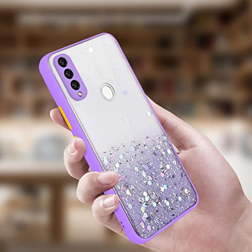 Image of VONZEE Case Compatible with Oppo A31 /A8, Non Moving Glitter Cover for Girls & Women Soft TPU Shockproof Anti Scratch Drop Protection Cover (Purple)