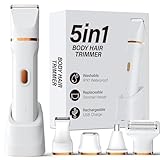 KINGTEE 5-in-1 Electric Bikini Trimmer for Women – IPX7 Waterproof Shaver, Cordless Body & Facial Razors for Women, Ceramic Blades, USB-C Rechargeable, Painless Hair Removal Kit (White)