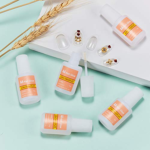 Hicarer Adhesive False Nail Glue Brush-On Nail Glue Quick Nail Glue For Nail Make Up Supplies (5 Packs) #TOP3