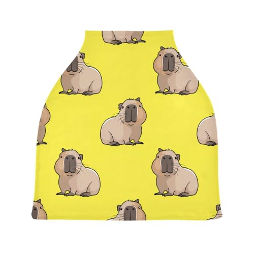 Bulletgxll Cartoon Capybaras Car Seat Covers for Babies Breathable Nursing Breastfeeding Cover Multi-Use Infant Carseat Canopy and Stroller Cover for Boys Girls