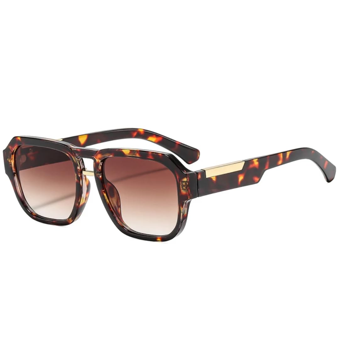 Lunettes de soleil vert et orange au design double pont unique