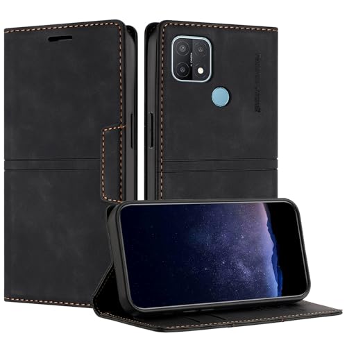 TOUCASA Funda Tipo Cartera para OPPO A15 / OPPO A15S / OPPO A35, Cuero Flip Folio Carcasa, Funda con con Soporte Plegable magnética incorporada para OPPO A15 (Negro)