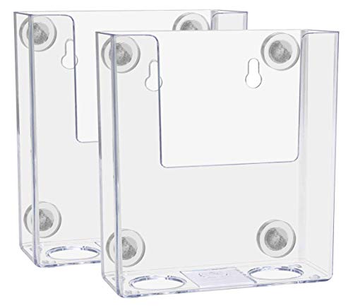 2 Pack Magnetic Brochure Holder Metal Mount Holds 4 Inch Wide Trifolds Clear Acrylic Promotional Literature Organizer for Offices Restaurants and Retail Stores by Marketing Holders