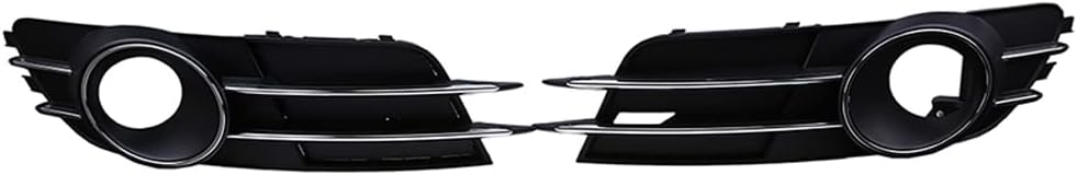 Front Fog Light Lamp Grill Grille Cover Honeycomb Mesh Chrome Ring Trim Left and Right Side Compatible with Audi A6 C7 2011-2015