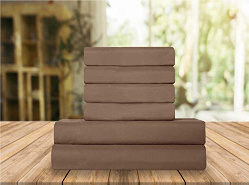 Elegant Comfort Luxury Soft Bed Sheets 1500 Premium Hotel Quality Microfiber Softness Wrinkle and Fade Resistant (6-Piece) Bedding Set, King, Warm Taupe