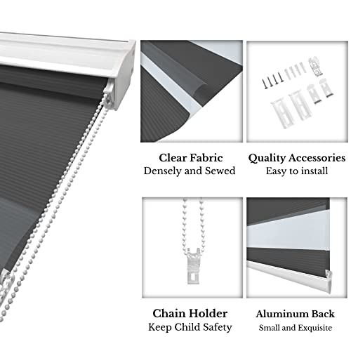 Allbright Zebra Blinds Window Shades Dual Layer (23" W X 72" H, Black) Striped Blinds Sheer Shades Light Control Day And Night Window Drapes Roller Shades For Windows Easy Installation #TOP2