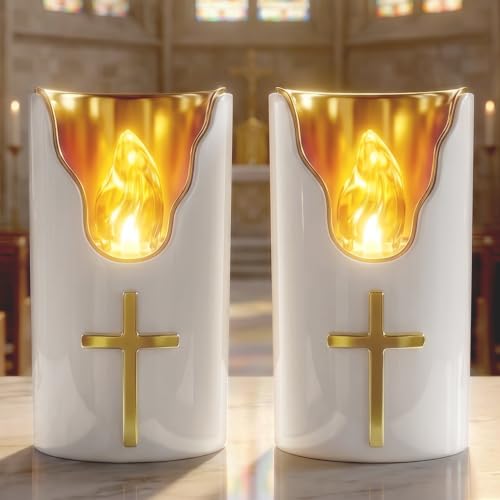 2 Pezzi Candele led, Lumini cimitero led batteria per cimiteri