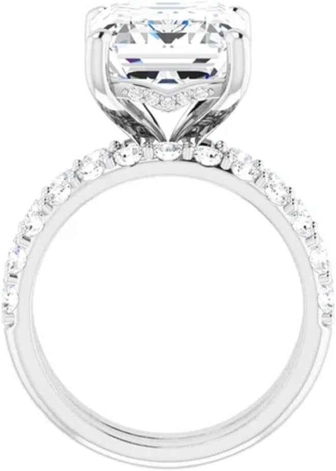 5 CT Emerald Cut Moissanite Engagement Ring Set, Wedding/Bridal Ring Set, Sterling Silver Vintage Antique Promise Ring Set, Ring Women