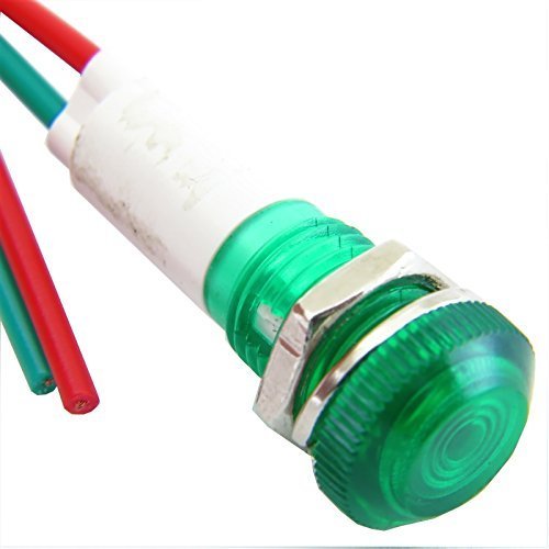 Yuco YC-9WRT-23G-12-10 LED 9mm Miniature Indicator Pilot Light 12V AC/DC, Green, 10 Piece