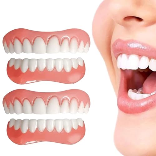 WUYJI 2 pares de juegos de prótesis dentales superiores e inferiores, dientes artificiales autoadhesivos, prótesis interdentales universales, prótesis temporales, adecuadas para defectos dentales.