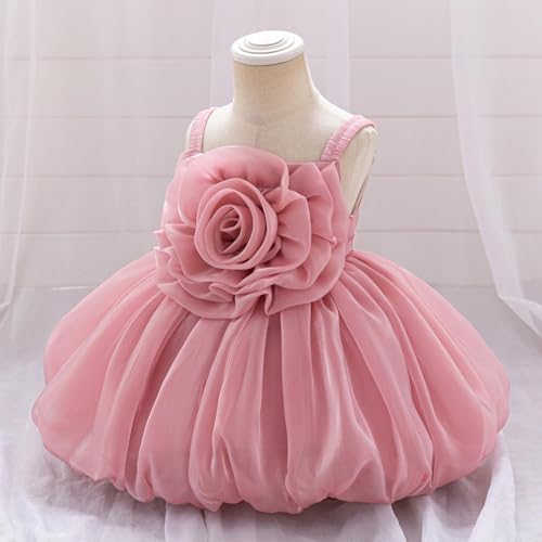 Lmdudan 6M-3Y Girls Dress Rose Flower Ruffle Spaghetti Strap Princess Party Dresses 2025 Trendy Formal Wedding Ball Gowns3