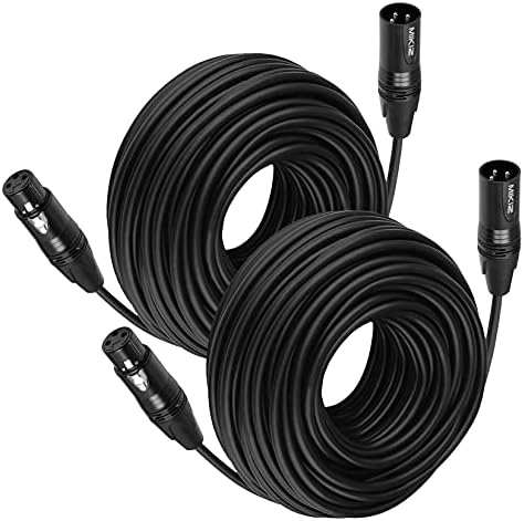 MIKIZ XLR Cables 50 Feet 2 Packs Premium Balanced Microphone Mic Cord 3 Pin XLR Male to Female 50ft