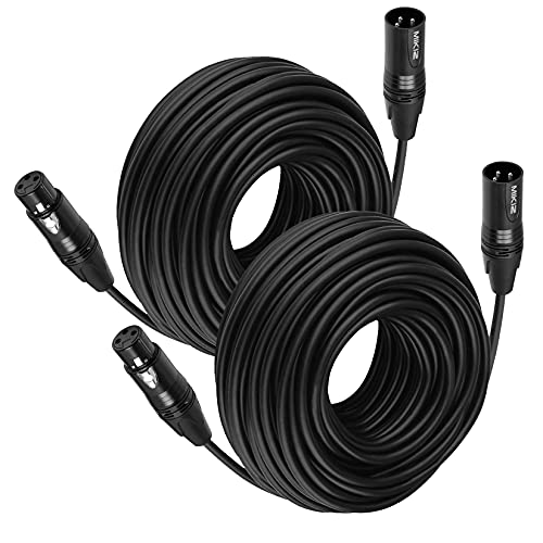 MIKIZ XLR Cables 50 Feet 2 Packs - Premium Balanced Microphone Mic Cord 3 Pin XLR Male to Female 50ft by MIKIZ - Used condition - US$33.95