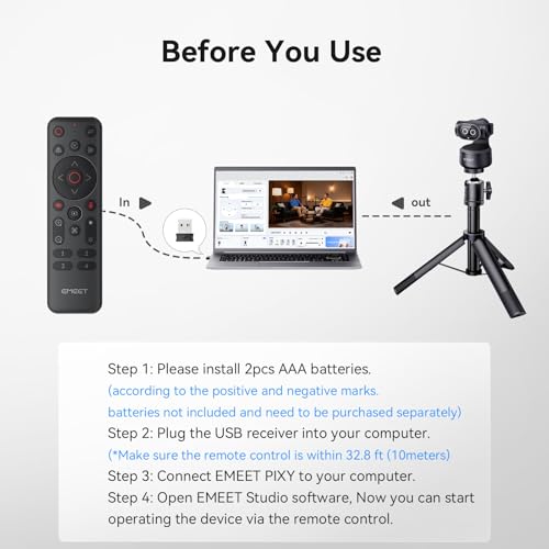Image of EMEET Remote Control for PIXY, Piko+, Piko Dual-Camera 4K Webcams for Streaming, Wireless Controller for AI Tracking, Presets, Zoom, Privacy Mode, Compatible Studio