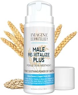 Male Re-Vitalize PLUS - Oats Penile Health Cream for Men - Relieve, Restore and Support Skin - Moisturizing Penile Cream - TSA Compliant Size (3.3 fl oz/100ml)