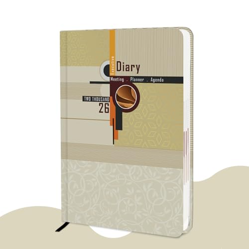 Image of ALDIVO Paper Cover Hard Bound New Year Diary 2026 | A5 Size 365 Days 2026 Daily Planner Diary with Dates, Calendar, Month Cut Index and Bookmark For Office, Personal and Corporate Use (AD622)