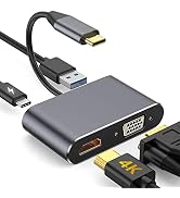 RuhZa USB C to HDMI Adapter 4 in 1 USB C HUB with 4K HDMI, VGA, Type C & USB 3.0 Converter Chargi...