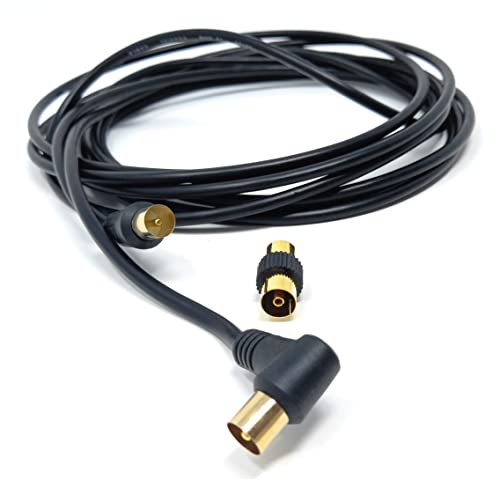 DRUT 5m TV RF Right Angle Male to Male Aerial Antenna Coaxial Cable With Female to Female Coupler Gold Connectors 75 ohm - Image 2