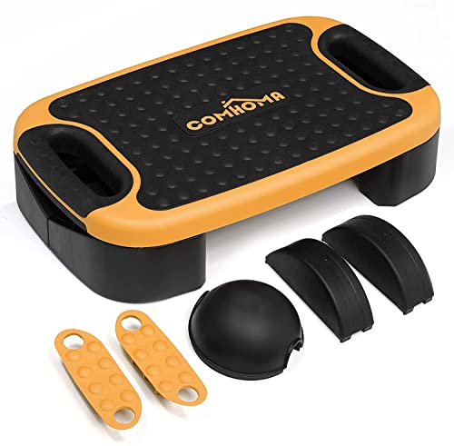 COMHOMA Stepper Fitness Step d’Aérobic Multifonctionnel Surface Antidérapant Quatre modes d’Entraînement à Domicile (Orange-Noir) Cover
