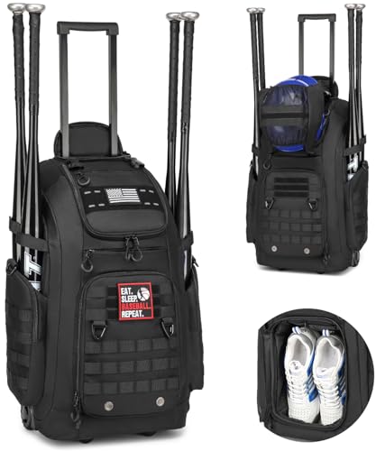 SunForMorning Rolling Baseball & Softball Bag with Wheels