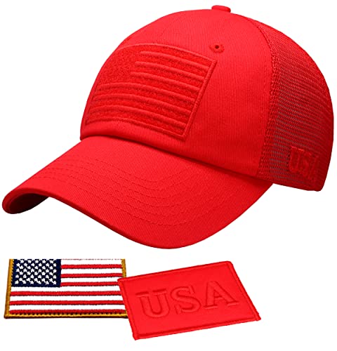 Image of Antourage American Flag Unconstructed Unisex Mesh Snapback Baseball Hat Cap for Men and Women +2 Patriotic Patches Included