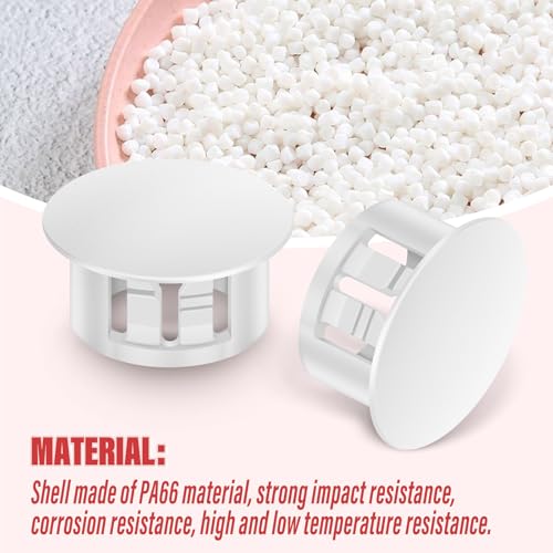 Image of 200PCS 5 /8 inch Plastic Plugs Hole, White Round PA66 Plug Furniture Hole Decorative Cover
