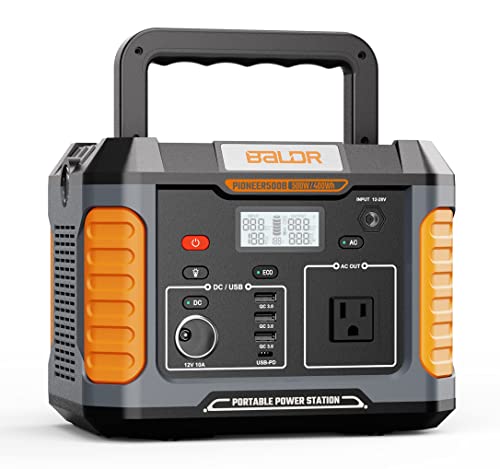 Image of BALDR Portable Power Station 500W, 400Wh Outdoor Solar Generator Mobile Lithium Battery Pack with 120V AC Outlet (Solar Panel Optional) for Road Trip Camping, Outdoor Adventure