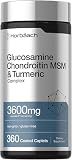 Horbäach Glucosamine Chondroitin MSM | 360 Caplets | Advanced Formula with Turmeric | Non-GMO, Gluten Free