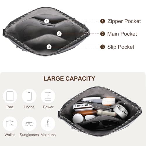 COOLCY Genuine Leather Crossbody Bags for Women Purses and Handbags for Ladies with Multiple Pockets Shoulder Satchel Bag by COOLCY - Image 3