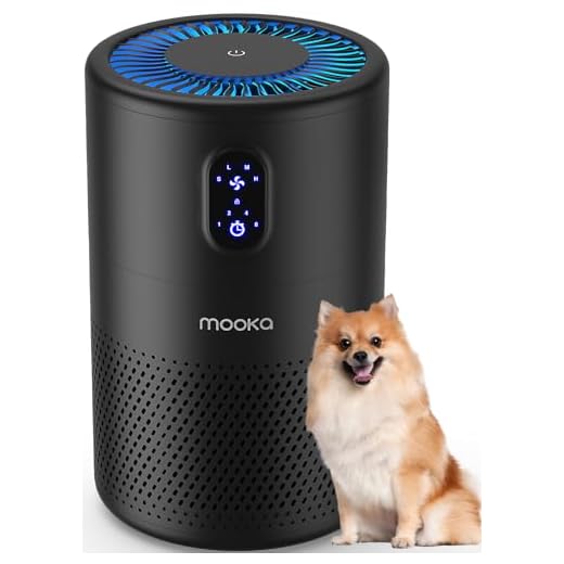 MOOKA Air Purifiers for Home Large Room up to 1076 ft², H13 True HEPA Air Filter Cleaner, Odor Eliminator, Remove Smoke Dust Pollen Pet Dander, Night Light(Available for California)-Black
