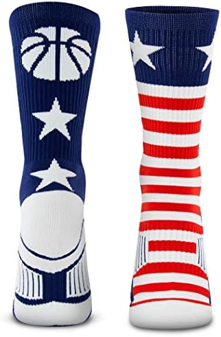 ChalkTalkSPORTS Basketball Adult Woven Mid-Calf Socks | Patriotic Stars and Stripes