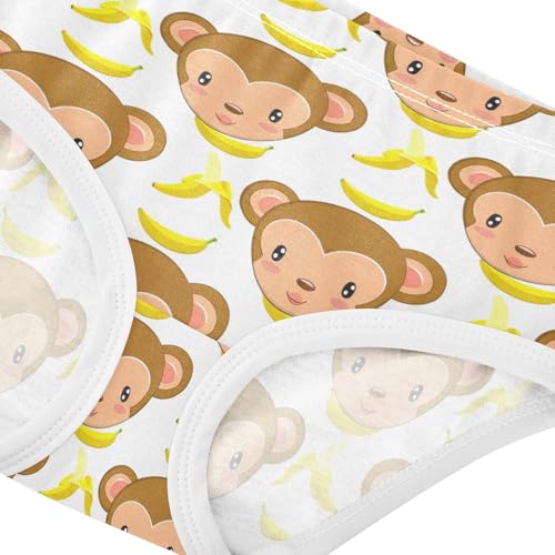 Joisal Toddler Girls Underwear 2t Cotton Girl Panties Cute Stylish Briefs Kids Undies Cute Cartoon Monkey Bananas4