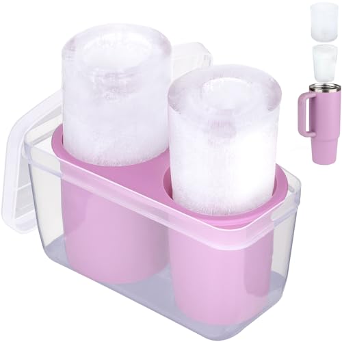 Ice Mold for Stanley Cup, Silicone Ice Cube Tray for Stanley Cup 30oz, Tumbler Ice Mold with Lid and Bin, Easy Release Cylinder Ice Cube Mold, 1 Pack, Lilac