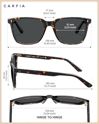 CARFIA Retro Polarised Sunglasses for Women UV400 Protection Driving Outdoor Acetate Frame - Image 6