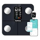 Healthkeep Waga z dużym wyświetlaczem VA, 15 danych ciała z pulsem, inteligentna waga kompatybilna z iOS i Androidem, maks. 180 kg/28 cm, granatowa
