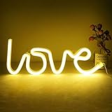 NiniTe LIGHTS Love LED Neon Light, USB/Battery Powered Heart Shaped Neon Sign Lamp, Decorative Night Light Wall Decor for Bedroom Living Room Kids Room Wedding Party Christmas (Love-Y)