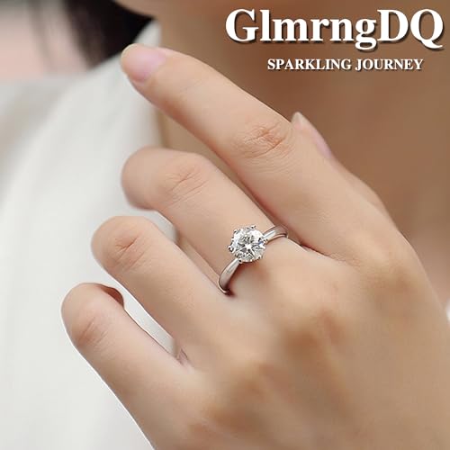 AnuClub 1/2/CT Six Prong Solitaire Moissanite Ring, Thickened Gold Plated Silver, Gift for Wedding, Engagement And Anniversary With Certificate2