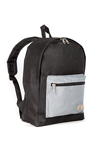 Everest Basic Color Block Backpack, Black/Gray, One Size