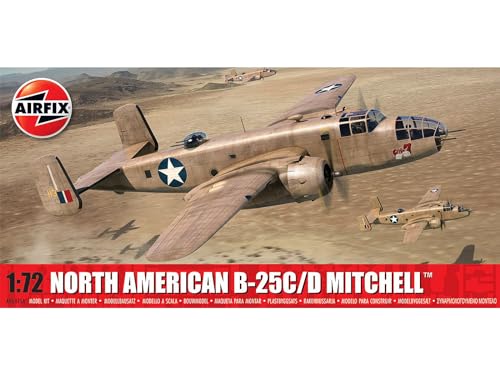 Airfix Models A06015A Level 3 Model Kit North American B-25C/D Mitchell Bomber Aircraft With 2 Scheme Options 1/72 Plastic Model Kit By Airfix A06015A cover
